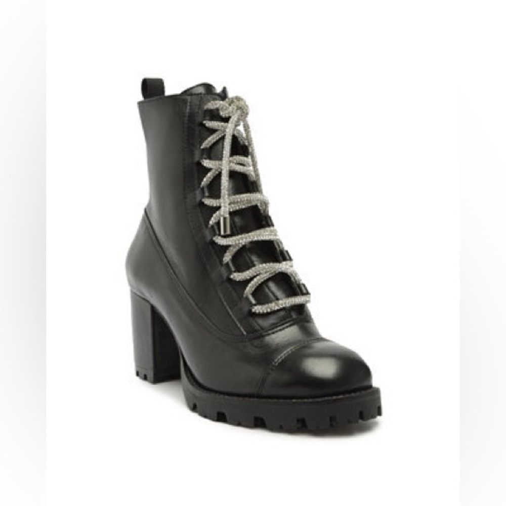 SCHUTZ Women’s Kaile Mid Glam Block leather Booties  mid-block heel, rounded toe - Picture 3 of 10